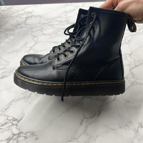 Black Dr. Martens lace up combat boot - Picture 3 of 6